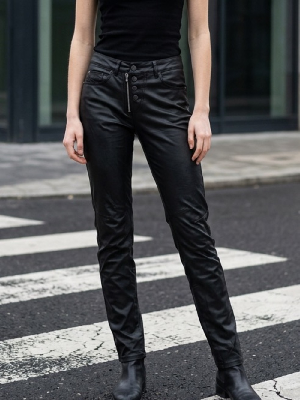 FEMME FATALS Women's Size Medium Black Zip Up Pockets Viscose Pants